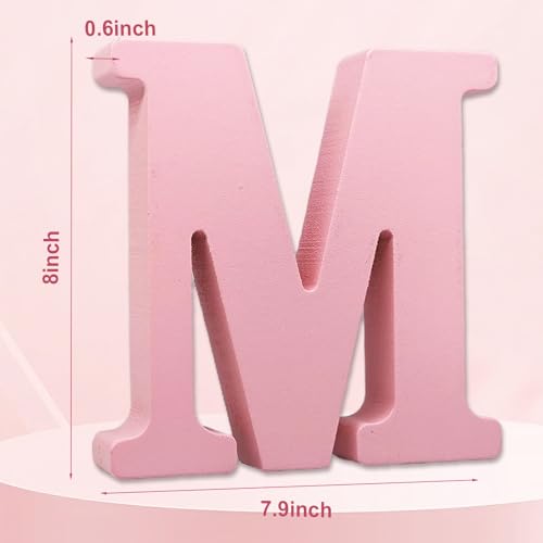 AOCEAN 8 Inch Pink Wood Letters Unfinished Wood Letters for Wall Decor Decorative Standing Letters Slices Sign Board Decoration for Craft Home Party Projects (M) - Image 2