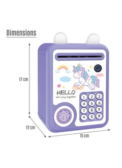 Little Story بنك أصبع لطيف مع قفل بصمة وموسيقى - يونيكورن أرجواني  - Image 4