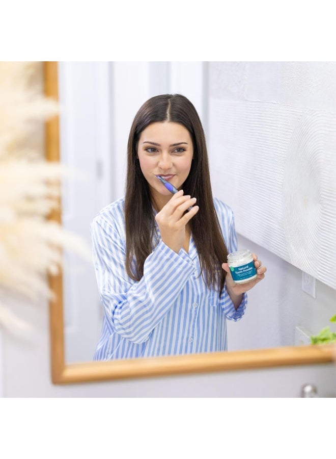 Viva Doria Natural Tooth Powder Remineralizing Natural Teeth Whitening Breath Freshener Refreshing Mint Flavor 3 Oz Glass Jar - Image 4