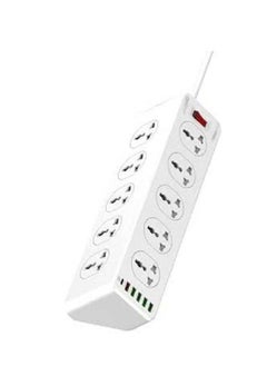 JBQ 2500W 10 Sockets With 5 USB Ports And 1 Type-C PD Port Desktop Extension Home Charger With 2M UK Power Cord White  - Image 2