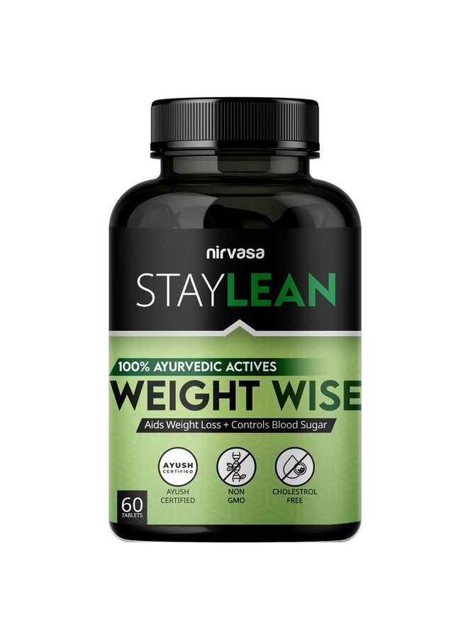 Nirvasa Staylean WeightWISE Tablet for Men & Women, for weight management, enriched with Methi Beej Extract 50%, Cinnamon Extract 20%, Black Pepper Extract 95%, Pure Ayurvedic, (1 X 60 Tablets) - Image 1