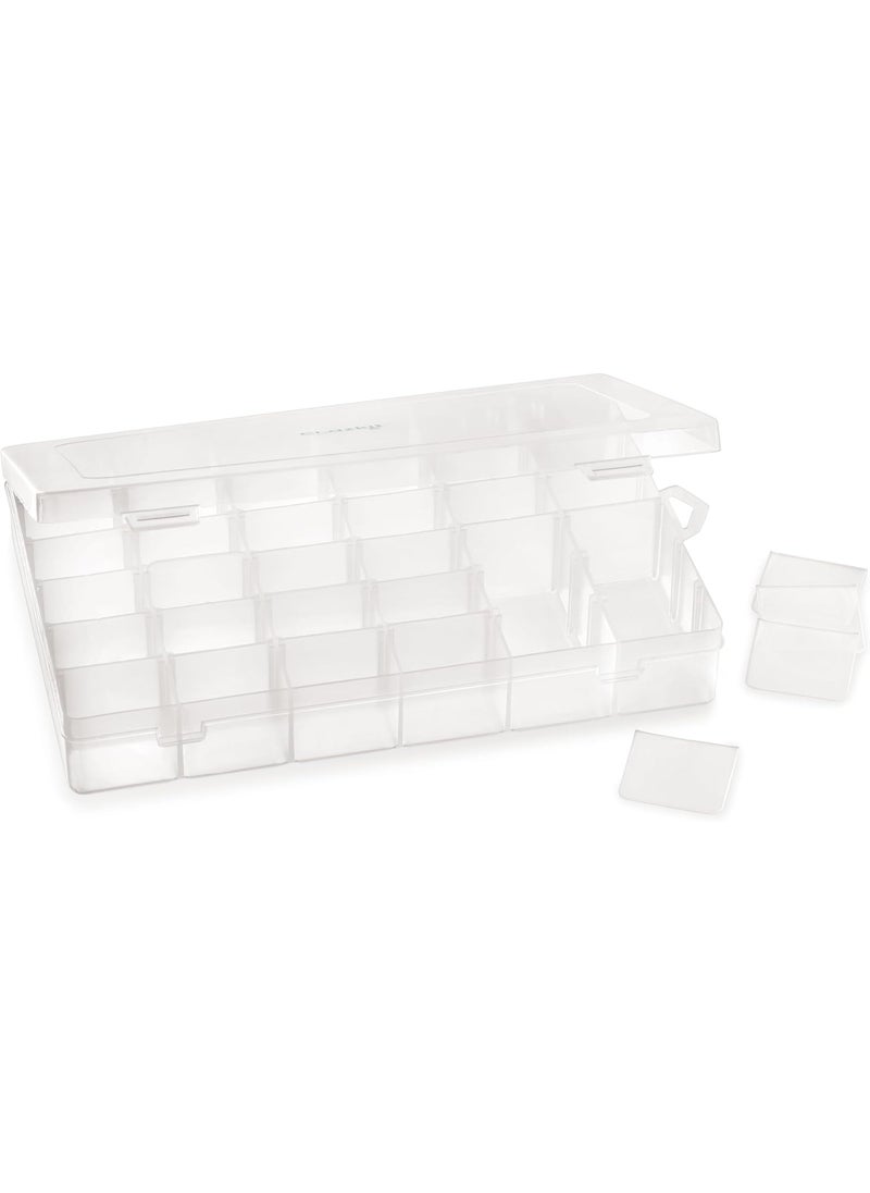 Clazkit Plastic 36 Grid Cells Multicolorpurpose Jewellery Organizer Rectangular Storage Box, with Adjustable Dividers, Transparent Storage Organizer Box for Jewelry Beads Earring  - Image 1