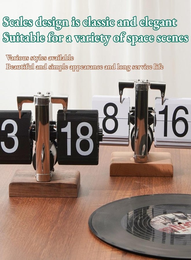 بيوينر ساعة رقمية قابلة للطي، ساعة كلاسيكية أوتوماتيكية لتقليب الصفحات، ساعة ميكانيكية داخلية تعمل بالتروس، مناسبة للمنزل والمكتب، متعددة الاستخدامات (أسود) - Image 5