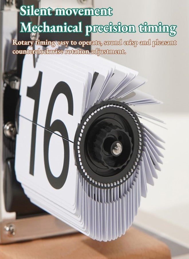 بيوينر ساعة رقمية قابلة للطي، ساعة كلاسيكية أوتوماتيكية لتقليب الصفحات، ساعة ميكانيكية داخلية تعمل بالتروس، مناسبة للمنزل والمكتب، متعددة الاستخدامات (أسود) - Image 3