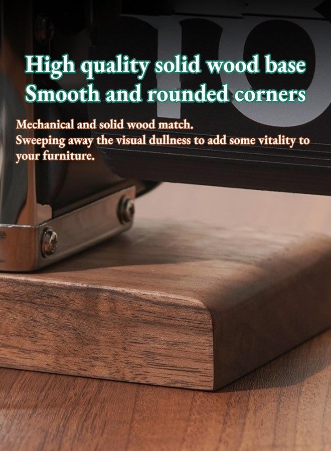 بيوينر ساعة رقمية قابلة للطي، ساعة كلاسيكية أوتوماتيكية لتقليب الصفحات، ساعة ميكانيكية داخلية تعمل بالتروس، مناسبة للمنزل والمكتب، متعددة الاستخدامات (أسود) - Image 4