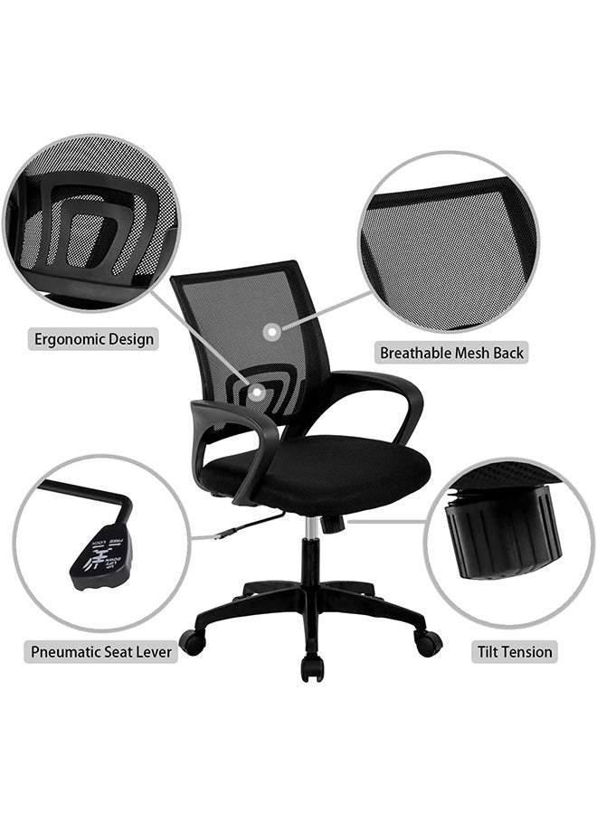 Ergonomic Office Chair Swivel Mesh Chair Computer Chair Upgraded Home Office Desk Chair Gaming Chair Executive Task Chair with Lumbar Support for Home Office - Black