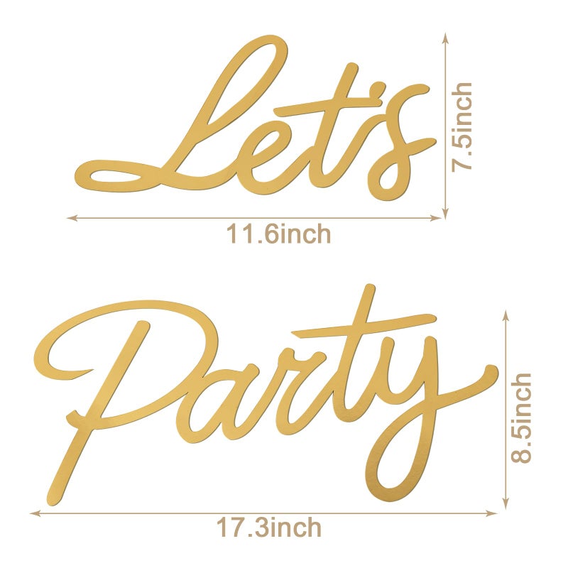 MASTRON Let's Party Sign for Backdrop - 'Let's Party' Sign Decal for Balloon Arch Birthday Graduation Wedding Bachelorette Christmas Celebrate Decorations (Gold) - Image 2