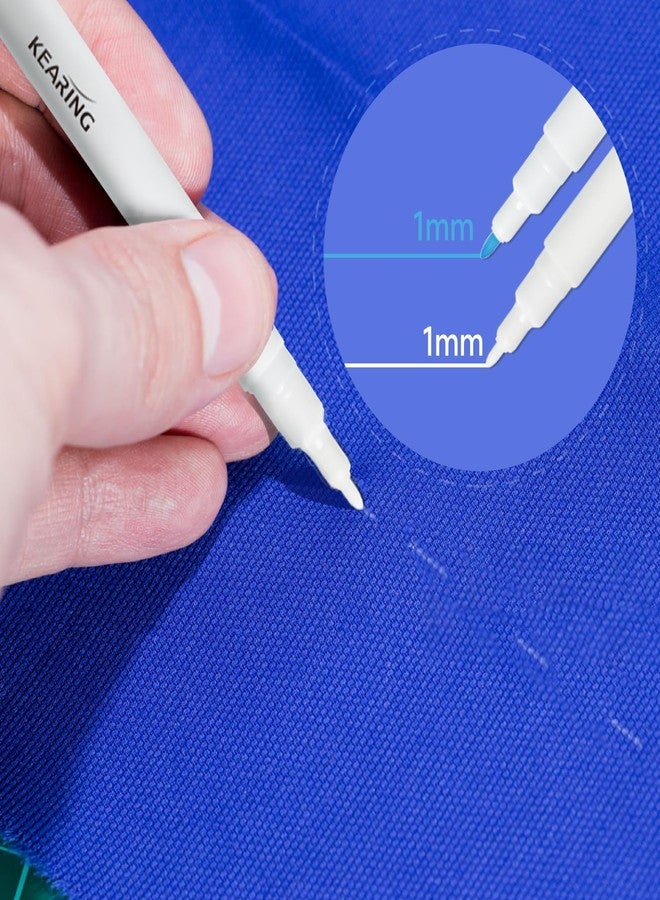 KEARING Erasable Marker Set, Disappearing ink for Fabric Embroidery, Air/Water Erasable Marker (Water-Erasable(2*Blue+2*White)) - Image 3