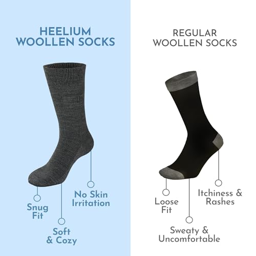 HEELIUM Woolen Socks for Men and Women | Soft, Warm & Durable Winter Socks | Non-Irritating, Thermal & Lightweight | Crew Length | Perfect for Cold Weather & Winter Comfort - Image 2