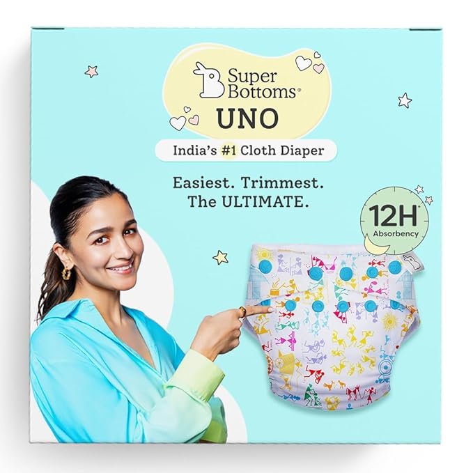 SuperBottoms Cloth Diapers for babies - UNO Super Value Combo pack - 6 Freesize UNO- New Version| Reusable Cloth Diapers with Inserts for babies 3M to 3Y - Image 2