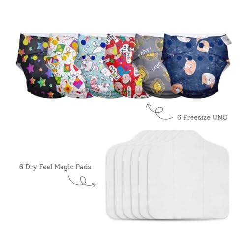 SuperBottoms Cloth Diapers for babies - UNO Super Value Combo pack - 6 Freesize UNO- New Version| Reusable Cloth Diapers with Inserts for babies 3M to 3Y - Image 3