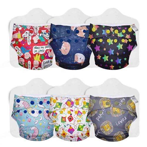 SuperBottoms Cloth Diapers for babies - UNO Super Value Combo pack - 6 Freesize UNO- New Version| Reusable Cloth Diapers with Inserts for babies 3M to 3Y - Image 1