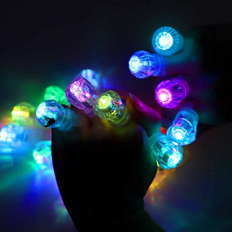 DAOKEY LED Light up Rings, Colorful Led Bumpy Plastic Diamond Rings Toys for Birthday Bachelorette Bridal Shower Gatsby Party Favors, Clear Case 30 Pack - Image 5