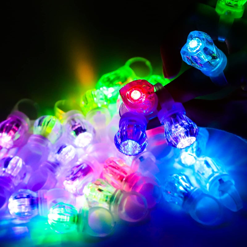 DAOKEY LED Light up Rings, Colorful Led Bumpy Plastic Diamond Rings Toys for Birthday Bachelorette Bridal Shower Gatsby Party Favors, Clear Case 30 Pack - Image 4