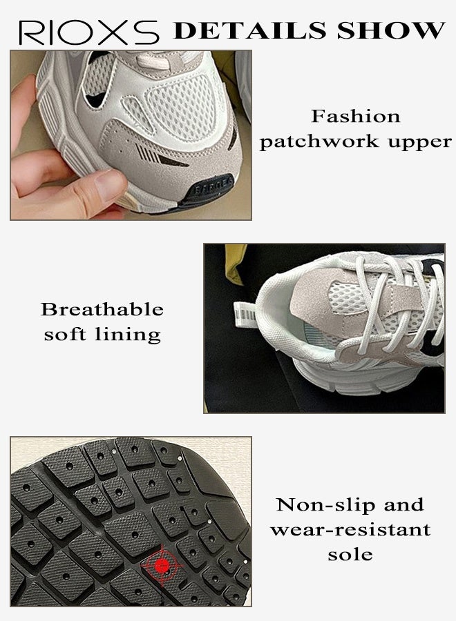 ريوكس أحذية رياضية سميكة، وأحذية ذات أرضية سميكة مريحة، وأحذية ترفيهية للسيدات، وأحذية رياضية كلاسيكية، وأحذية للمشي على منصات سميكة خفيفة الوزن ومقاومة للتزلج، وأحذية نسائية للتنس، للنزهة/الرياضة/العمل، وأحذية نسائية بيضاء - Image 4