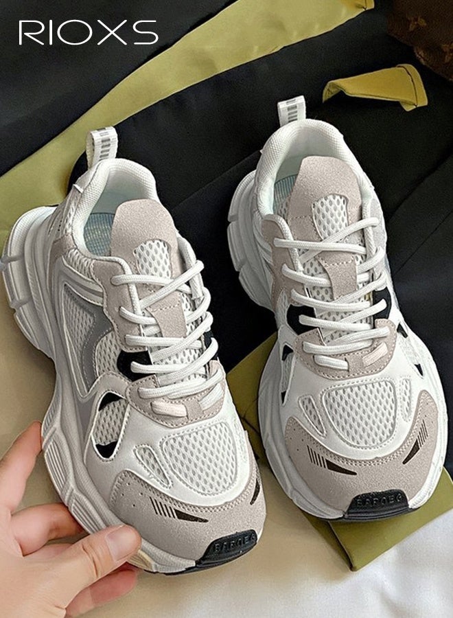 ريوكس أحذية رياضية سميكة، وأحذية ذات أرضية سميكة مريحة، وأحذية ترفيهية للسيدات، وأحذية رياضية كلاسيكية، وأحذية للمشي على منصات سميكة خفيفة الوزن ومقاومة للتزلج، وأحذية نسائية للتنس، للنزهة/الرياضة/العمل، وأحذية نسائية بيضاء - Image 2