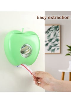 KASTWAVE Plastic Wrap Storage Box with 100pcs Plastic Wrap, Multi-functional Wall-Mounted Cling Film Dispenser, Large Capacity Fresh Keeping Bag Storage Box for Kitchen, Vegetable Fruit Food (Green)  - Image 3