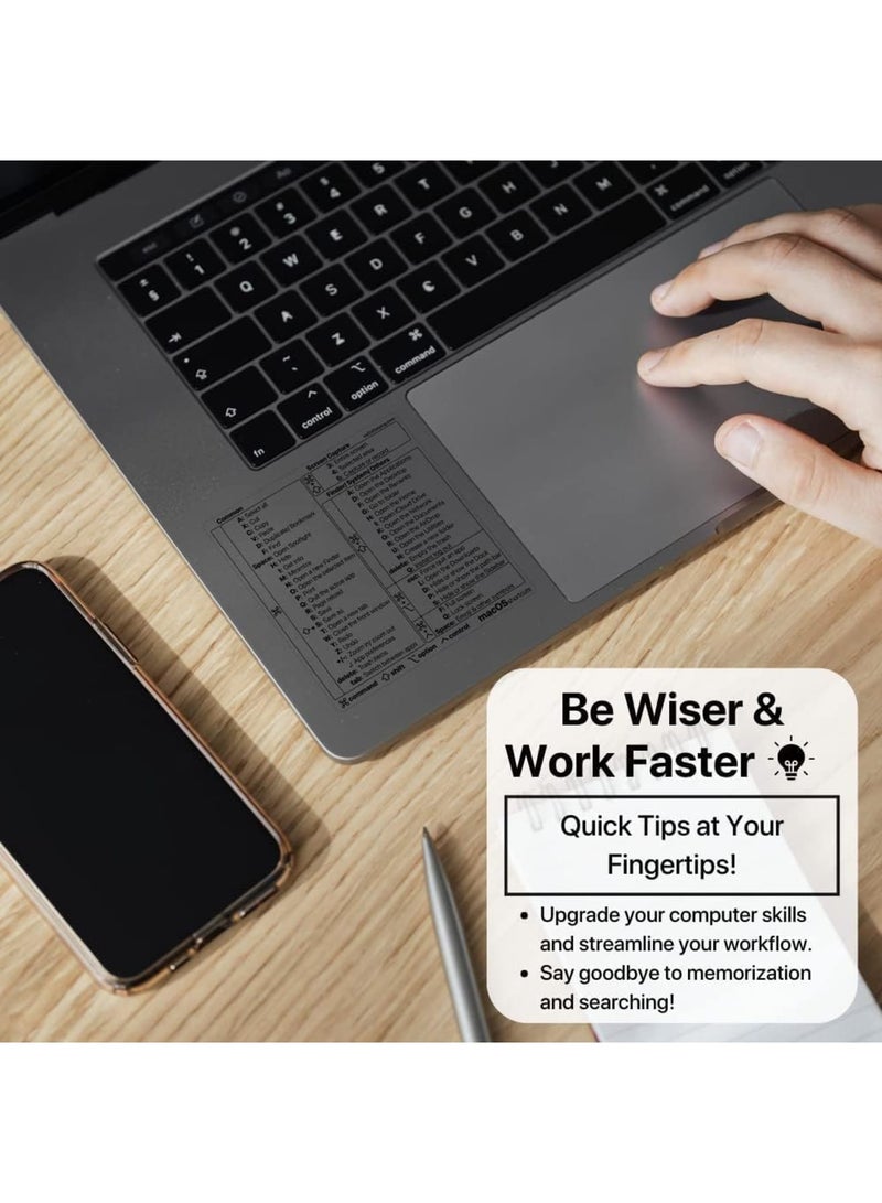 SYOSI Mac OS Keyboard Shortcuts Sticker, 50+ Shortcut Labels for 13-16 Inch MacBook Pro Air, Residue-Free Clear Vinyl with Black Text, Easy to Apply and Durable for Students Professionals and Creators - Image 5