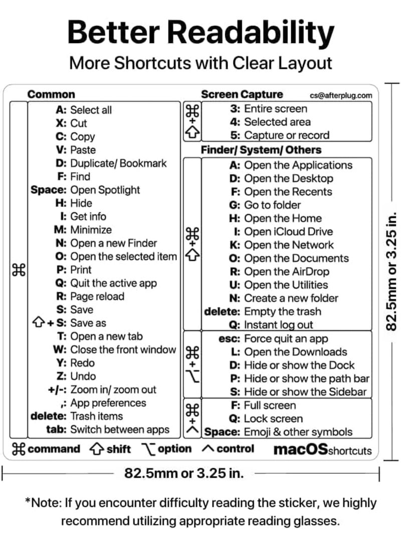 SYOSI Mac OS Keyboard Shortcuts Sticker, 50+ Shortcut Labels for 13-16 Inch MacBook Pro Air, Residue-Free Clear Vinyl with Black Text, Easy to Apply and Durable for Students Professionals and Creators - Image 3
