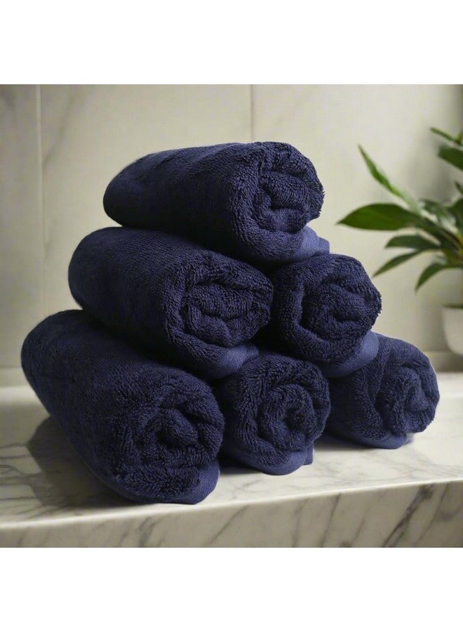 HEELIUM Bamboo Hand Towel | Ultra Absorbent & Anti-Bacterial | 3X Softer Than Cotton Towels | 65 X 40 cm - 600 GSM | Pack of 6 - Blue - Image 1