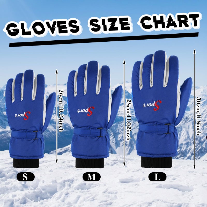 Jeere 2 Pairs Winter Ski Gloves Men Women Waterproof Snow Gloves Adjustable Snowboard Mittens with Zipper Strap Hook Pocket(Black, Blue,S) - Image 3