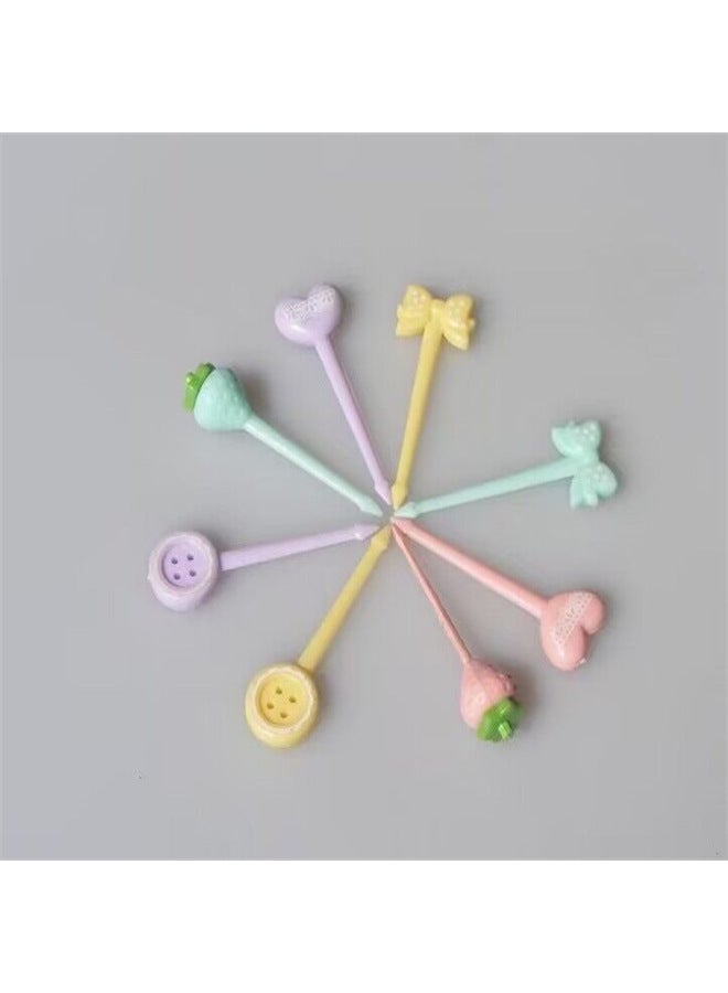Daily Use Dining Kitchen Utensils/fruit Fork/fruit Fork-Color:Strawberry Button {OPP Bag}  - Image 1