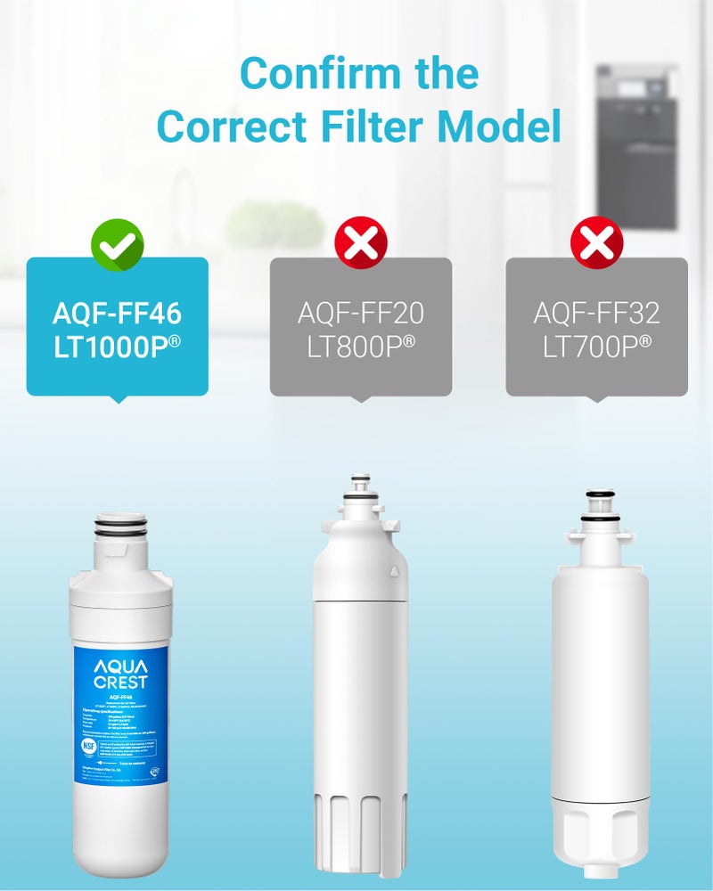 AquaCrest AQUA CREST LT1000PC ADQ747935 MDJ64844601 Refrigerator Water Filter, Replacement for LGÂ® LT1000PÂ®, LT1000PC, LT1000PCS, ADQ74793501, ADQ74793502, LFXS26973S, Kenmore 469980, 9980, 3 Filters - Image 3