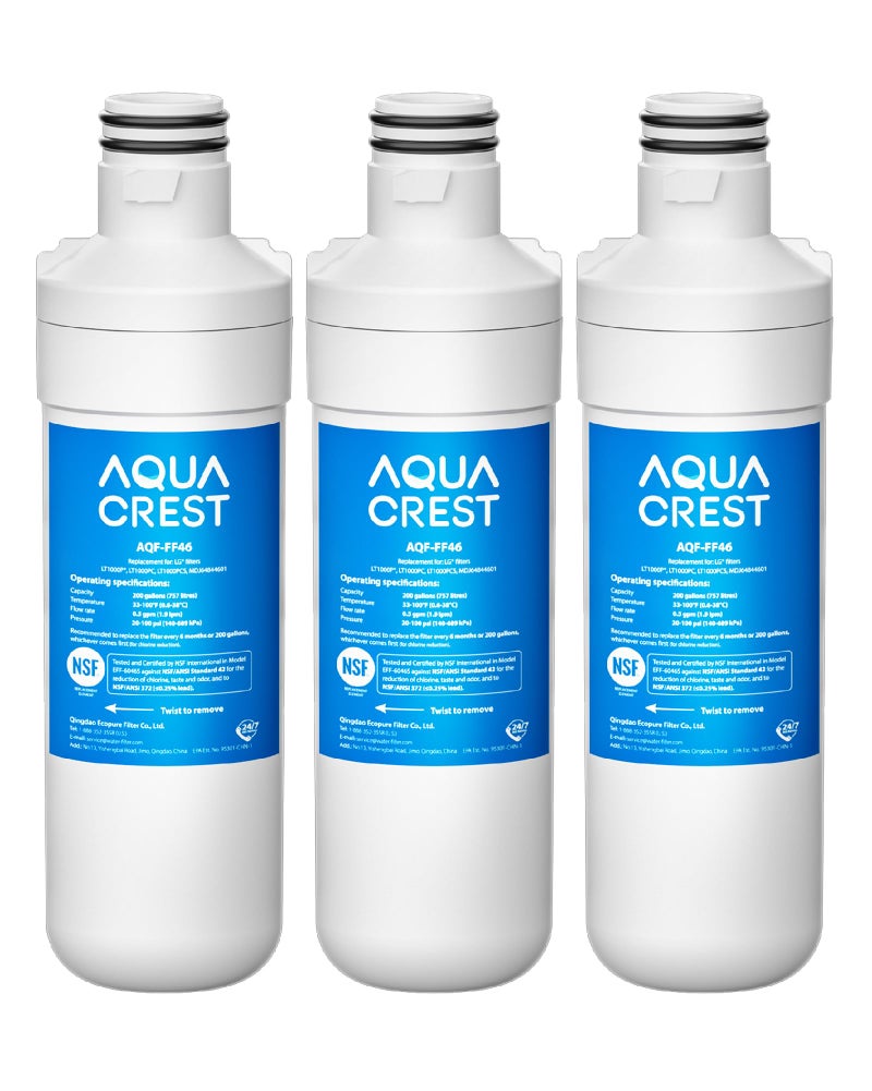 AquaCrest AQUA CREST LT1000PC ADQ747935 MDJ64844601 Refrigerator Water Filter, Replacement for LGÂ® LT1000PÂ®, LT1000PC, LT1000PCS, ADQ74793501, ADQ74793502, LFXS26973S, Kenmore 469980, 9980, 3 Filters - Image 1