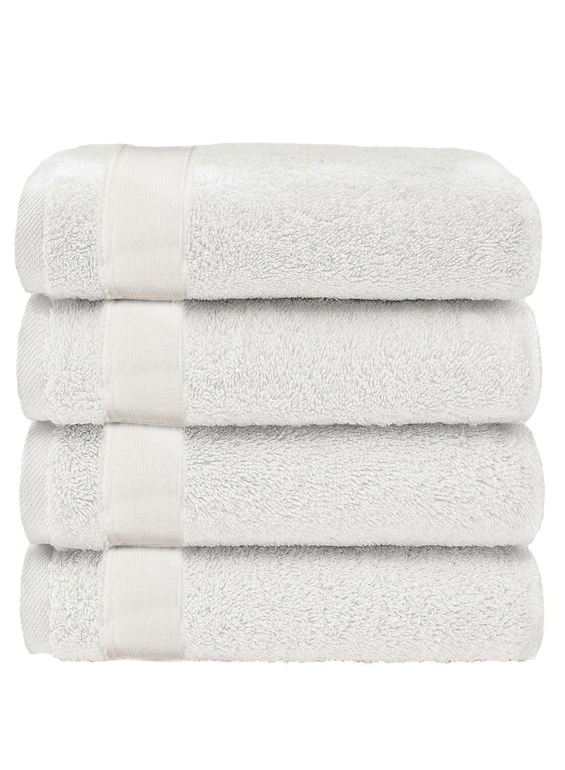 AAMSRAK Luxury Set Of 4 Hand Towels 35cm X 70cm, Ultra Thick Premium Cotton Super Soft & Highly Absorbent Towels for Bathroom, Shower, Home, Luxury Hotel & Spa Quality Towels (White) - Image 1