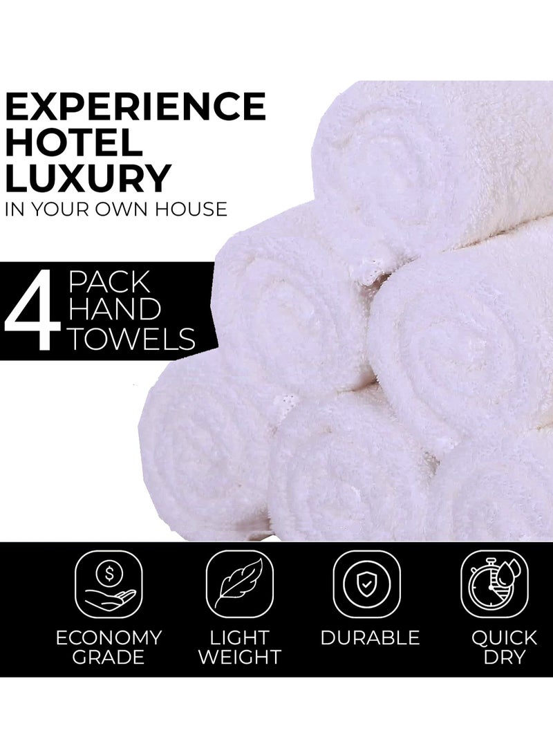 AAMSRAK Luxury Set Of 4 Hand Towels 35cm X 70cm, Ultra Thick Premium Cotton Super Soft & Highly Absorbent Towels for Bathroom, Shower, Home, Luxury Hotel & Spa Quality Towels (White) - Image 3