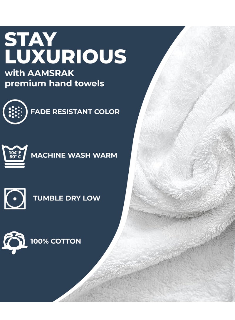 AAMSRAK Luxury Set Of 4 Hand Towels 35cm X 70cm, Ultra Thick Premium Cotton Super Soft & Highly Absorbent Towels for Bathroom, Shower, Home, Luxury Hotel & Spa Quality Towels (White) - Image 2