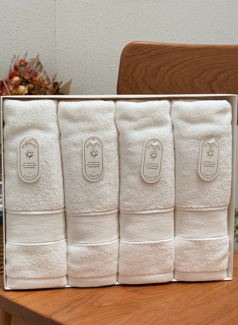 AAMSRAK Luxury Set Of 4 Hand Towels 35cm X 70cm, Ultra Thick Premium Cotton Super Soft & Highly Absorbent Towels for Bathroom, Shower, Home, Luxury Hotel & Spa Quality Towels (White) - Image 5