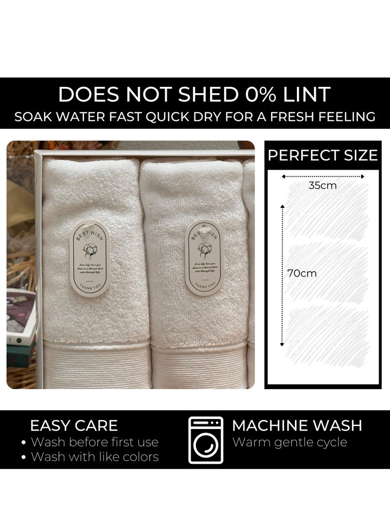 AAMSRAK Luxury Set Of 4 Hand Towels 35cm X 70cm, Ultra Thick Premium Cotton Super Soft & Highly Absorbent Towels for Bathroom, Shower, Home, Luxury Hotel & Spa Quality Towels (White) - Image 4