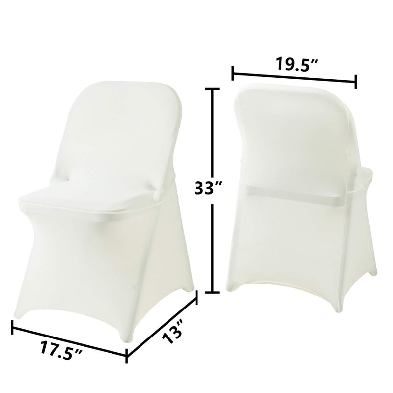 Ascoza Ascoza 6 Pack Ivory Spandex Folding Chair Covers in Stretch Washable Fabric for Wedding  Party Holidays Celebration and Other Special Events - Image 2