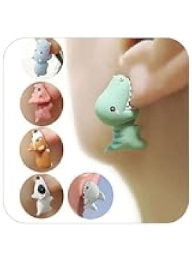 Generic Adorable 3D Clay Dinosaur Stud Earrings Funny Cartoon Animal Biting Ear Design Women's Jewelry  Gift  - Image 2