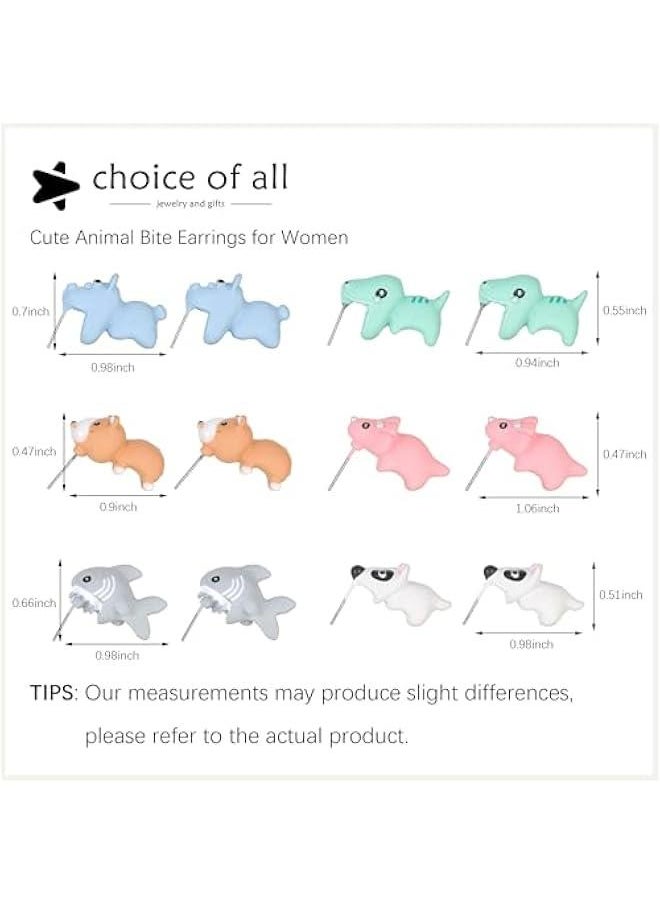 Generic Adorable 3D Clay Dinosaur Stud Earrings Funny Cartoon Animal Biting Ear Design Women's Jewelry  Gift  - Image 3