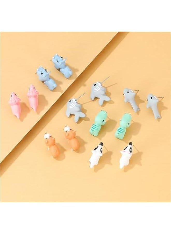 Generic Adorable 3D Clay Dinosaur Stud Earrings Funny Cartoon Animal Biting Ear Design Women's Jewelry  Gift  - Image 4