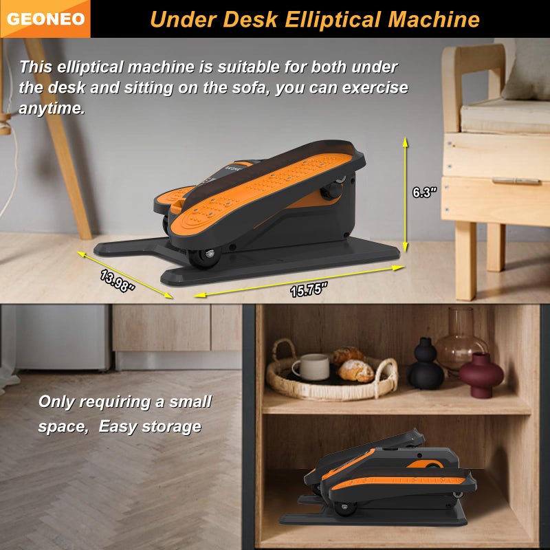 GEONEO Under Desk Elliptical Machine, Electric Elliptical Exerciser for Senior, Quiet & Small Electric Seated Pedal Exerciser for Home with Display Monitor, Remote Control & 12 Adjustable Speeds - Image 2