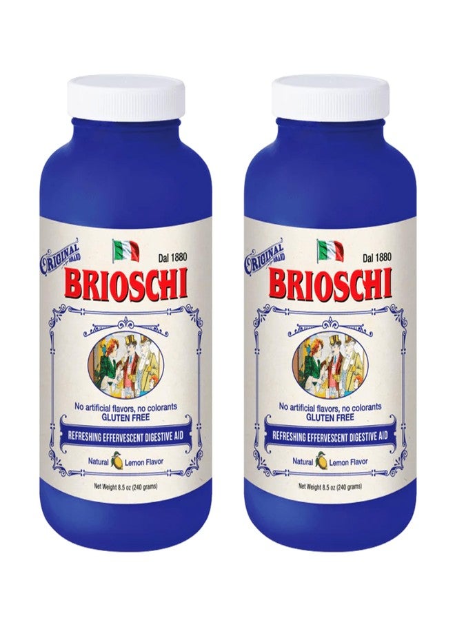 Brioschi Italian Lemon Flavored Effervescent Heartburn, Upset Stomach, Acid Indigestion, 8.5 oz bottle (Pack of 2) - Image 1