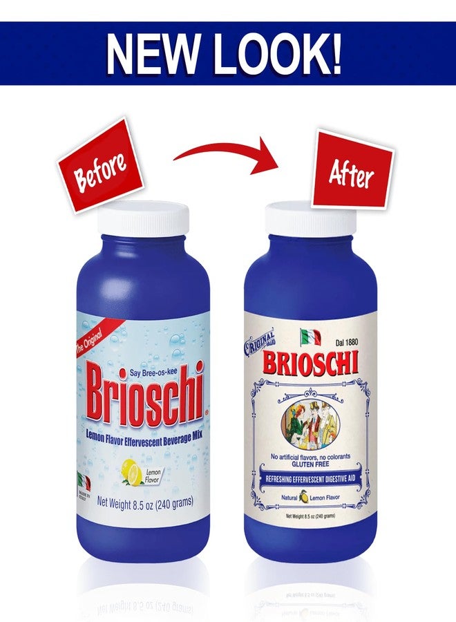 Brioschi Italian Lemon Flavored Effervescent Heartburn, Upset Stomach, Acid Indigestion, 8.5 oz bottle (Pack of 2) - Image 2