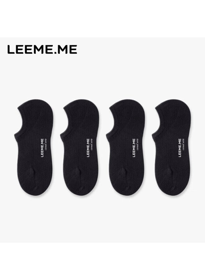 Leeme.me Grain Rice Socks Women's Spring And Summer Short Socks Ladies Socks Breathable Waistband Boat Socks 4 Black One Size - Image 1