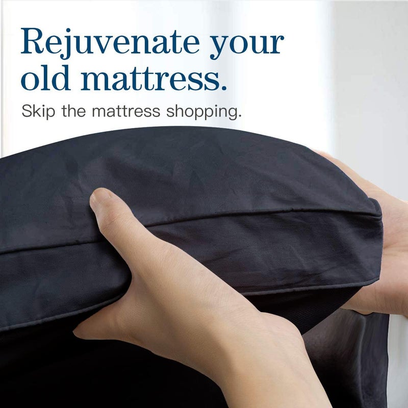 COONP King Mattress Topper, Extra Thick Pillowtop, Cooling Plush Mattress Pad Cover Bed Topper Protector with 8-21 Inch Deep Pocket (Black, King) - Image 4