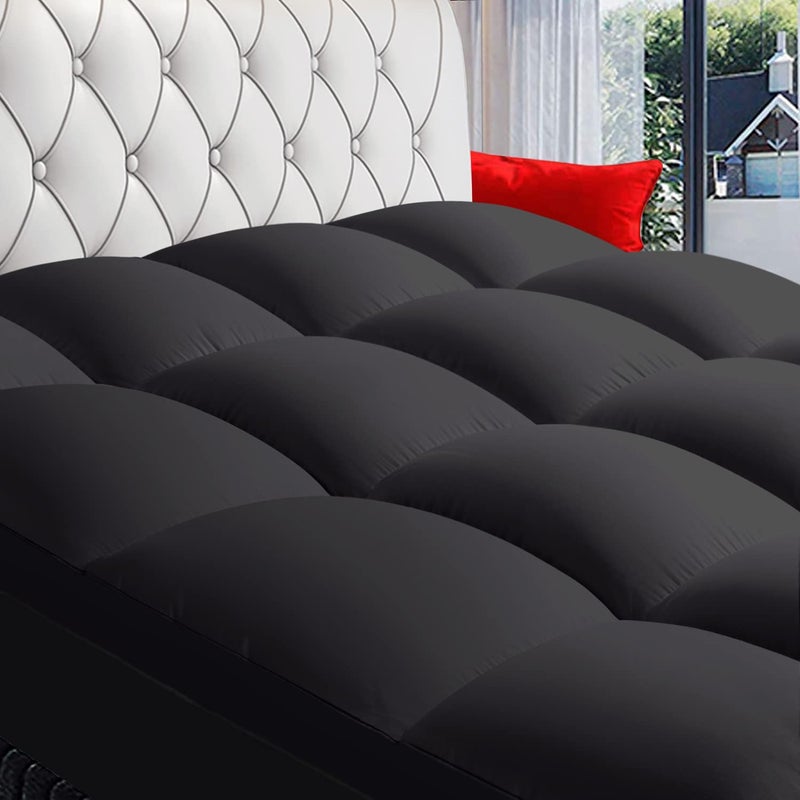 COONP King Mattress Topper, Extra Thick Pillowtop, Cooling Plush Mattress Pad Cover Bed Topper Protector with 8-21 Inch Deep Pocket (Black, King) - Image 1