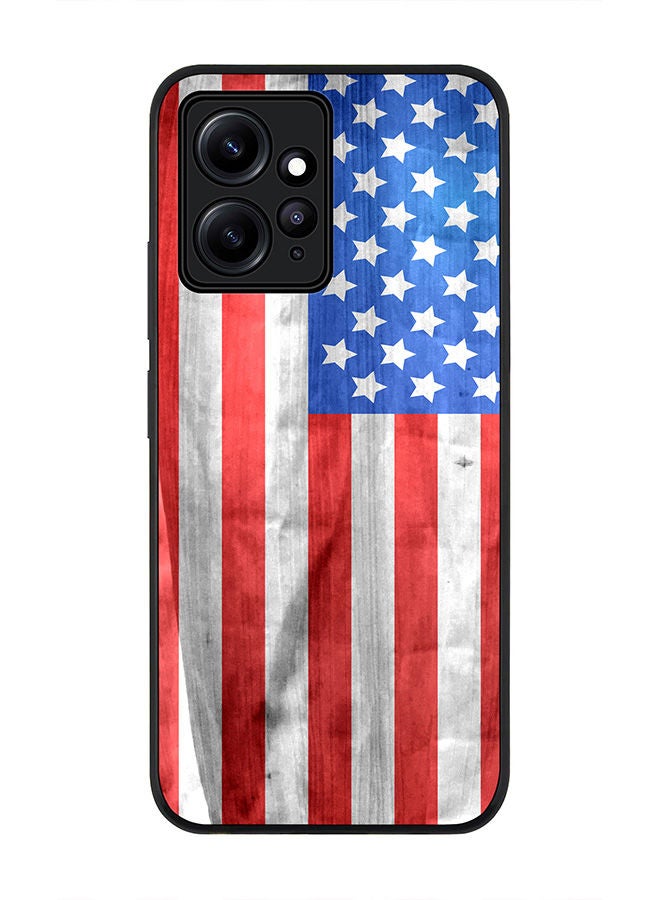 Stylizedd Rugged Black edge case for Redmi Note 12 4G Slim fit Soft Case Flexible Rubber Edges Anti Drop TPU Gel Thin Cover - USA Grunge Flag - Image 1