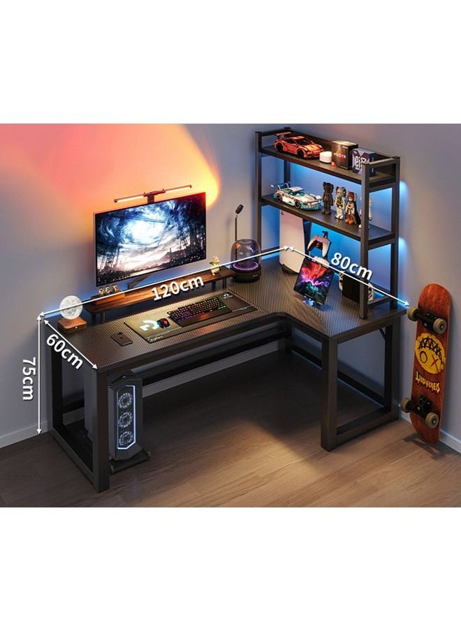 keke - Computer and Multifunction Table Home Office Workstation with Storage Rack 120X80 cm (Right Corner) - Image 1
