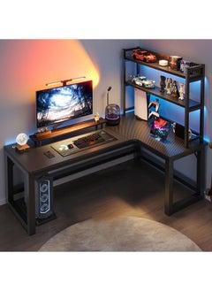 Computer and Multifunction Table Home Office Workstation with Storage Rack 120X80 cm (Right Corner)