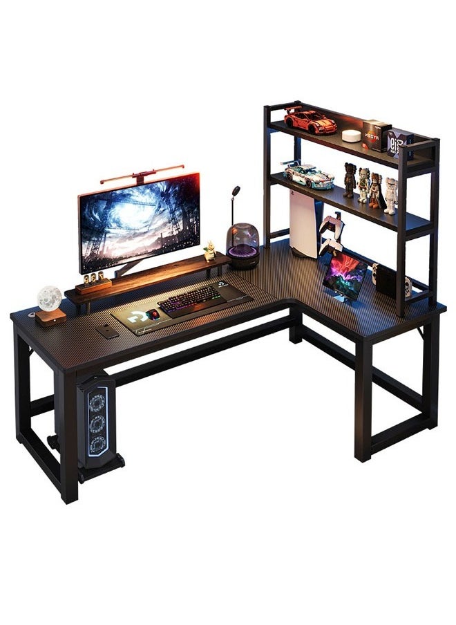 keke - Computer and Multifunction Table Home Office Workstation with Storage Rack 120X80 cm (Right Corner) - Image 1