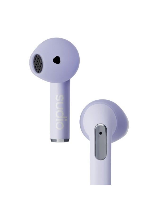 Sudio - N2 True Wireless Bluetooth Open-Ear Earbuds - Multipoint Connection, Built-in Microphone for Calls, 30h Battery Time with Charging Case, IPX4 Water Resistant, USB-C and Wireless Charging - PURPLE - Image 1