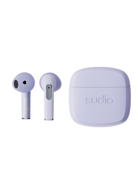 N2 True Wireless Bluetooth Open-Ear Earbuds - Multipoint Connection, Built-in Microphone for Calls, 30h Battery Time with Charging Case, IPX4 Water Resistant, USB-C and Wireless Charging - PURPLE