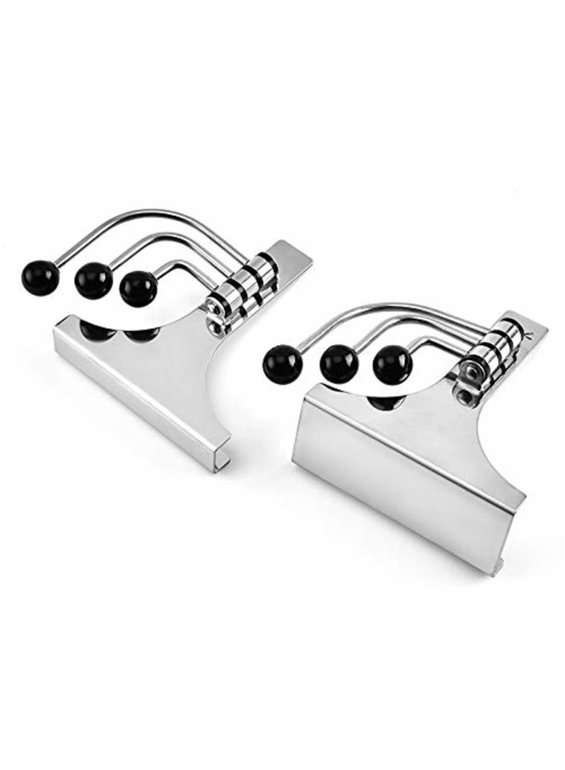 Over The Door Hooks - 2PCS Heavy Duty Stainless Steel Rotatable Hanger for Towel, Over The Door Organizer Hats 3 Hooks - Easy Installation No Punching Required, Rustproof, and Durable - Image 1